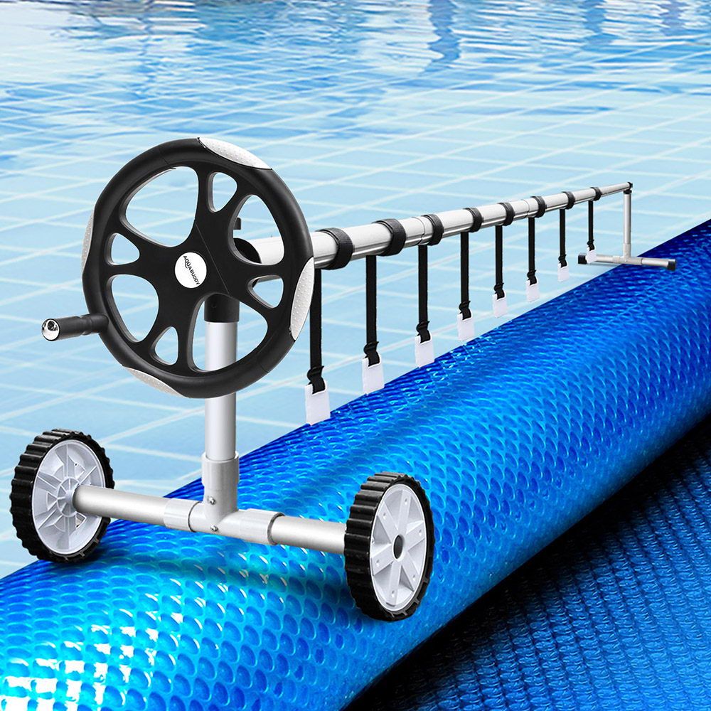Aquabuddy Pool Cover 500 Micron 10x4m Blue Swimming Pool Solar Blanket 5.5m Roller