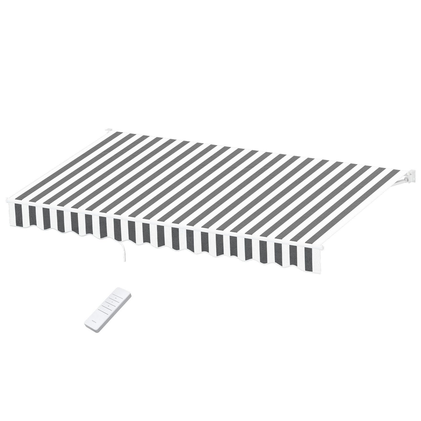 Instahut Retractable Folding Arm Awning Motorised Sunshade 4.5Mx3M Grey White
