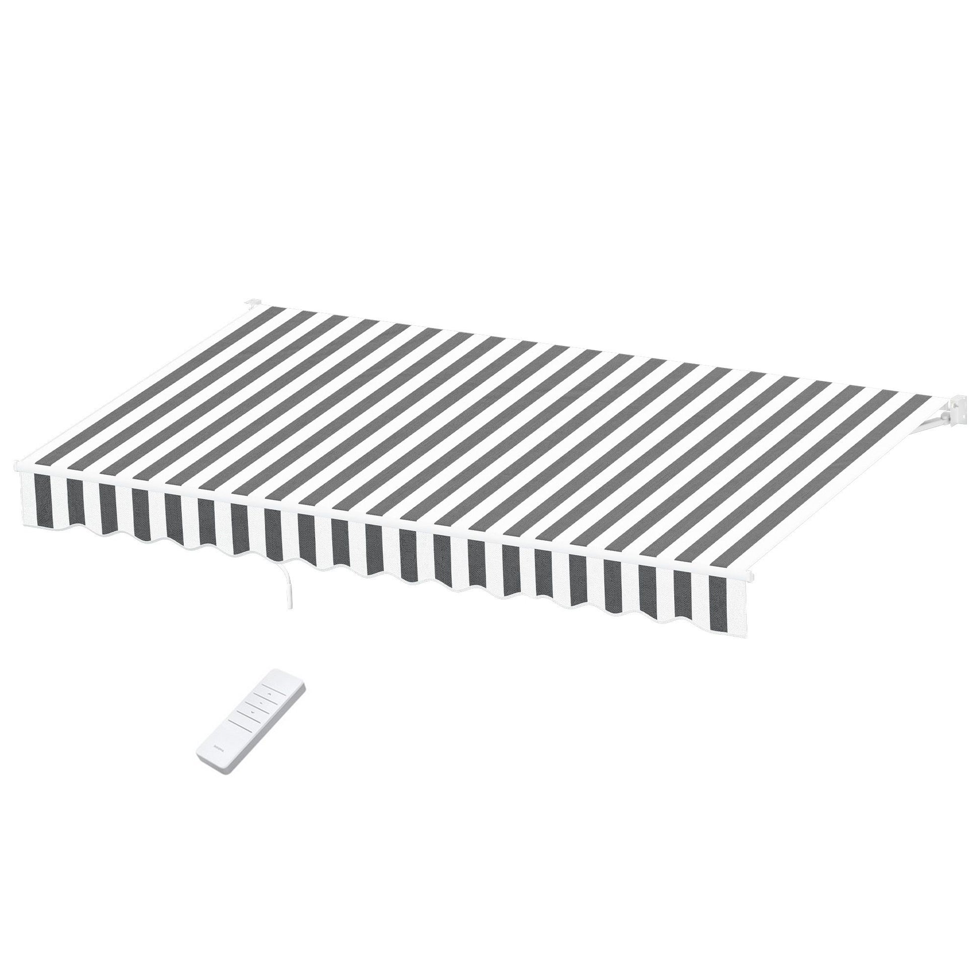 Instahut Retractable Folding Arm Awning Motorised Sunshade 4.5Mx3M Grey White