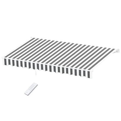Instahut Retractable Folding Arm Awning Motorised Sunshade 4.5Mx3M Grey White