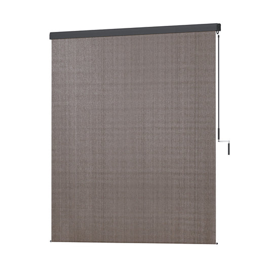 Instahut 2.1X2.5M Outdoor Blinds Awning Roll Down Retractable Knit Fabric Outdoor Blinds Window Shade Brown