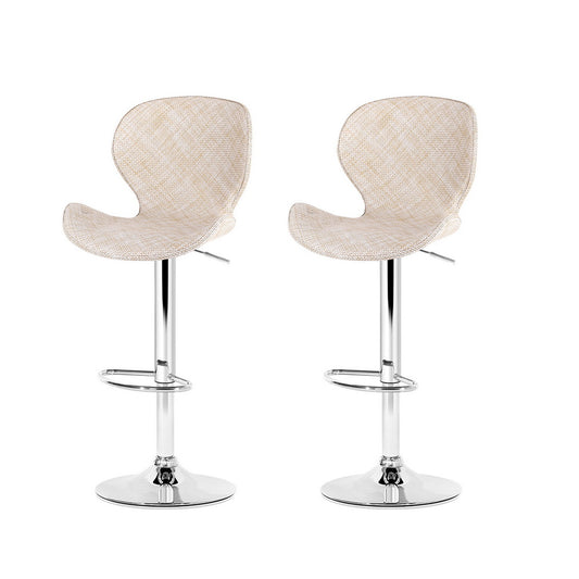 Artiss 2x Bar Stools Kitchen Swivel Gas Lift Counter Chair Wing PE Rattan Beige