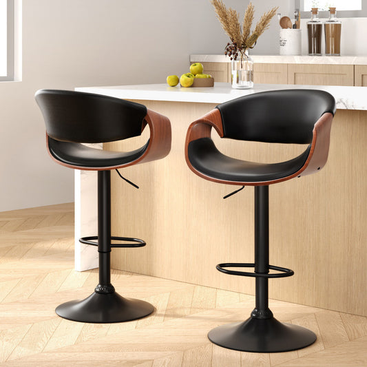 Artiss 2x Bar Stools Gas Lift Leather w/Armrest