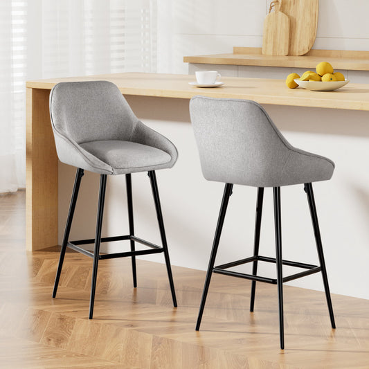 Artiss 2x Bar Stools Upholstered Stool Counter Seat Kitchen Dining Chairs
