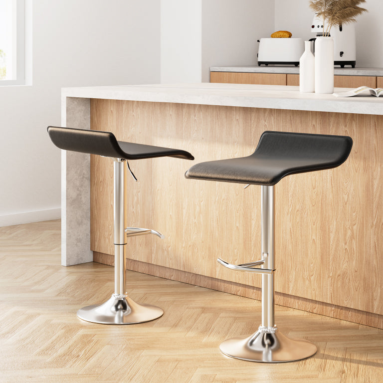 Artiss 2x Bar Stools Adjustable Gas Lift Chairs Black