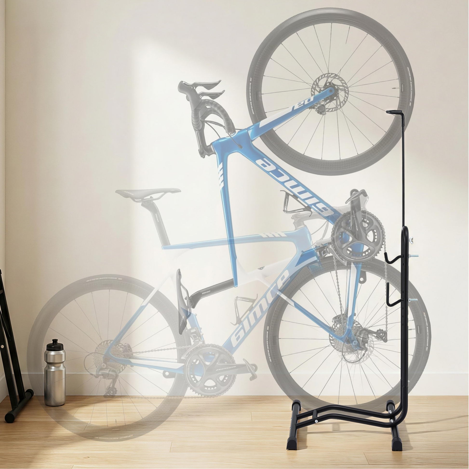 Weisshorn 4-in-1 Bike Parking Stand Vertical Floor Storage Rack for 24'-27.5' Bicycles, Adjustable Height Repair Maintenance Stand, Stable Indoor Garage Space Saver with Non-slip Rubber Feet