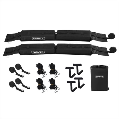 GIANTZ Kayak Roof Rack for Car, Universal Soft Roof Rack Pads for Surfboard SUP Canoe, Roof Bars for SUV Sedan without Side Rails, Portable Cross Bars with 4.5m Tie Down Straps & Ropes, 80kg Capacity