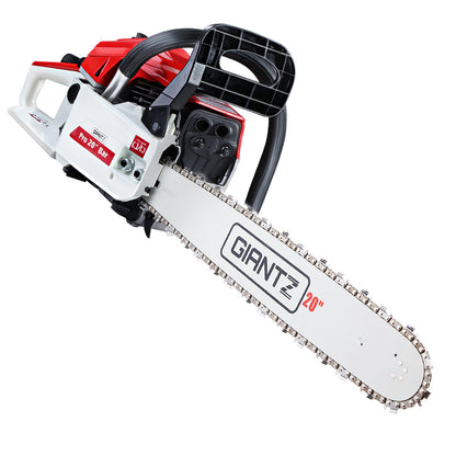Giantz Chainsaw Petrol 58CC 20' Bar Commercial E-Start Pruning Chain Saw White
