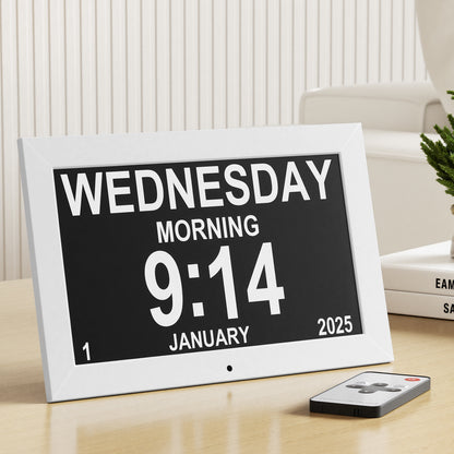 Artiss 10' Digital Day Clock Alarm Calendar Dementia Date Week Desk Clocks White