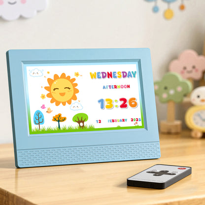 Artiss 7' Digital Day Clock Calendar Alarm LCD Children Sleep Trainer Clocks Blue