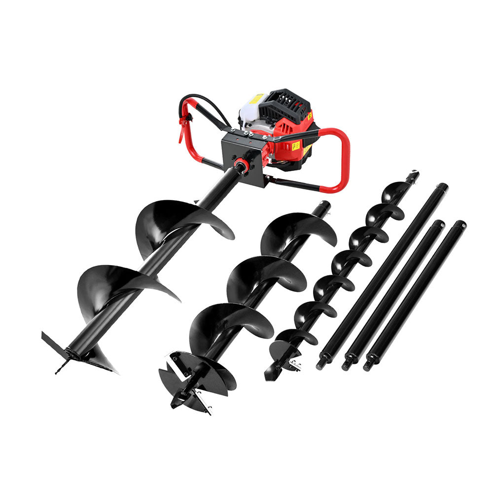 Giantz Post Hole Digger Petrol Motor Drill Extension Auger Bits Kits