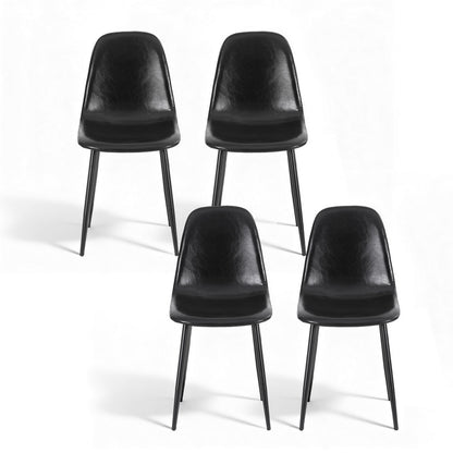 Artiss 4x Dining Chairs Retro PU Leather Kitchen Lounge Cafe Accent Chair Black