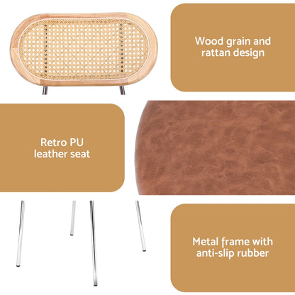 Artiss 4x Dining Chairs PU Leather Rattan Kitchen Lounge Cafe Accent Chair Brown