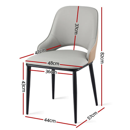 Artiss 2x Dining Chairs Hollow PU Leather Kitchen Lounge Cafe Accent Chair Grey