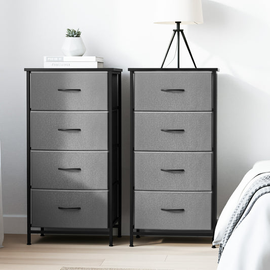 Artiss Set of 2 Chest of 4 Drawers Storage Dresser Tallboy Grey