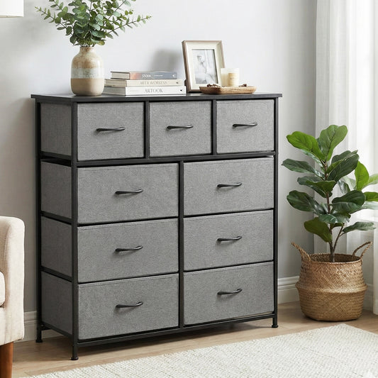 Artiss Chest of 9 Drawers Storage Dresser Tallboy Dark Grey