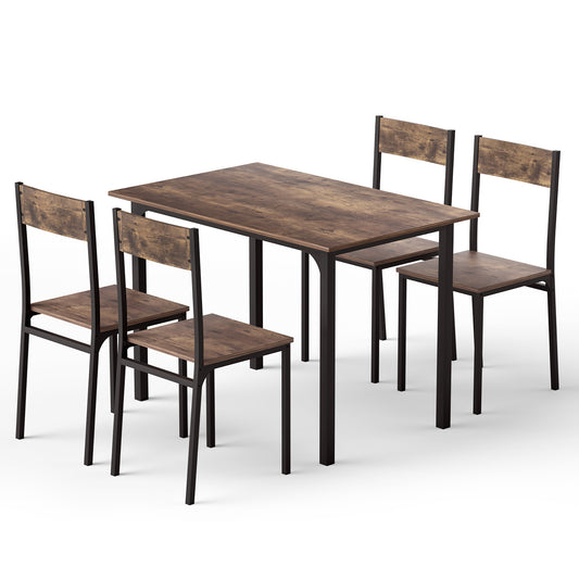 Artiss Dining Table and Chairs Set of 5 Compact Kitchen Furniture Rustic Brown