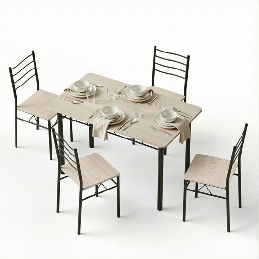 Artiss Dining Table and Chairs Set of 5 Compact Kitchen Furniture Modern Oak