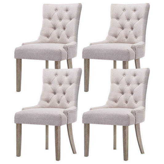 Artiss Dining Chairs Set of 4 Linen French Provincial Beige