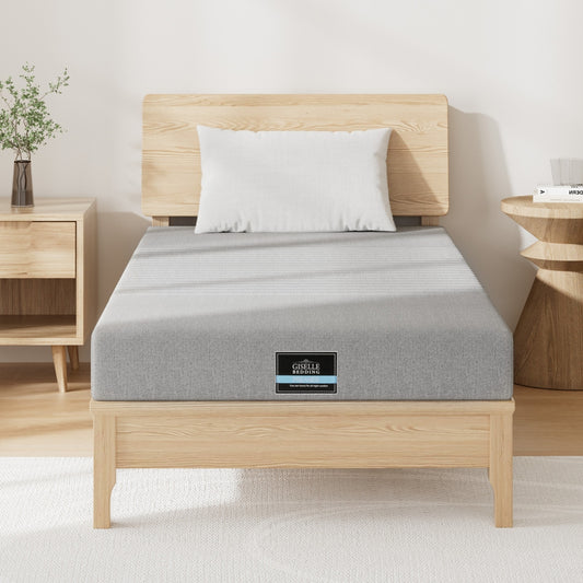 Giselle Bedding Cool Gel Memory Foam Mattress Charcoal 7-Zone Washable Bamboo Cover 15cm Single