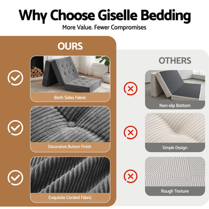 Giselle Single Folding Mattress 15cm Foldable Foam Portable Guest Sofa Bed Camping Mat