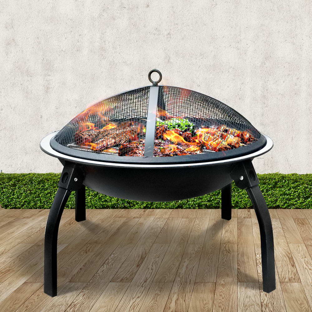 Fire Pit BBQ Charcoal Smoker Portable Outdoor Camping Pits Patio Fireplace 22'