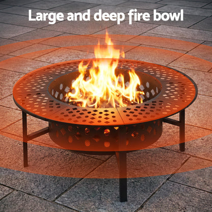 Grillz Fire Pit BBQ Charcoal Smoker Portable Mesh Pits Outdoor Camping Fireplace