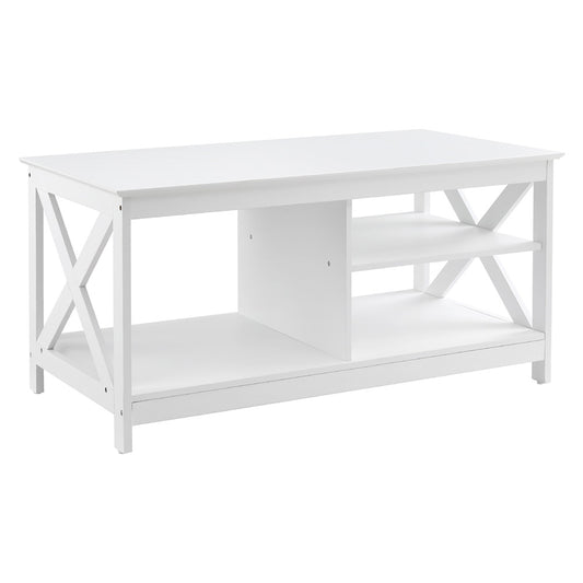 Artiss Coffee Table Storage Shelf White