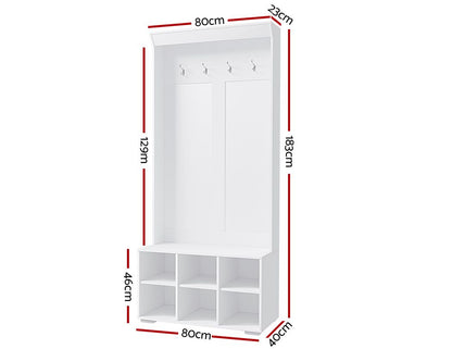 Artiss Shoe Rack Cabinet Hall Tree Coat Rack 180CM White