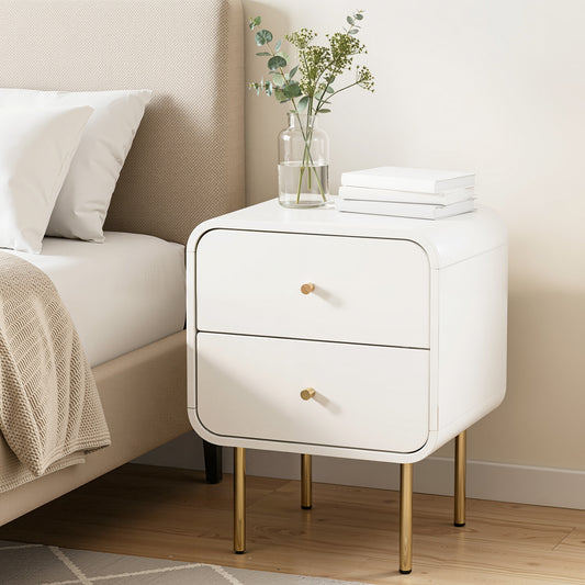 Artiss Bedside Table 2 Drawers Side End Table Nightstand White
