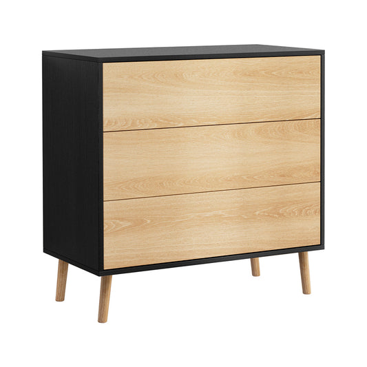 Artiss 3 Chest of Drawers Dresser Table Black&Pine