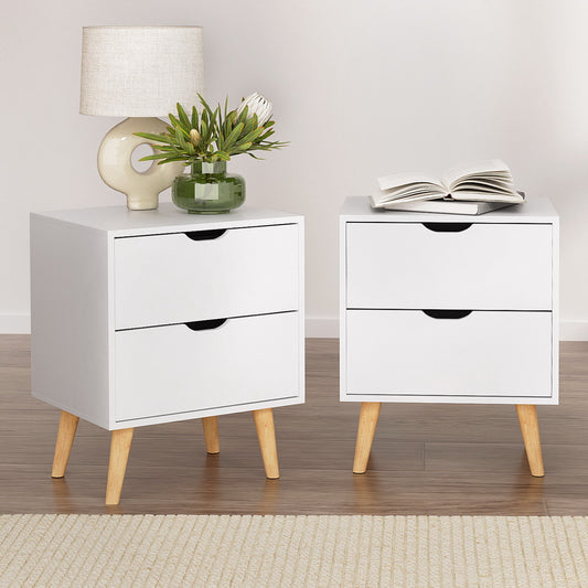 Artiss 2X Bedside Table 2 Drawers - BODEN White
