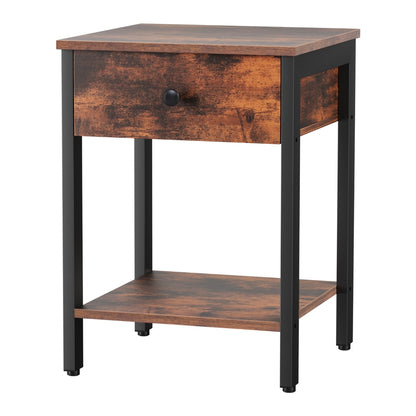 Artiss Bedside Table Nightstand 1 Drawer Shelves Walnut