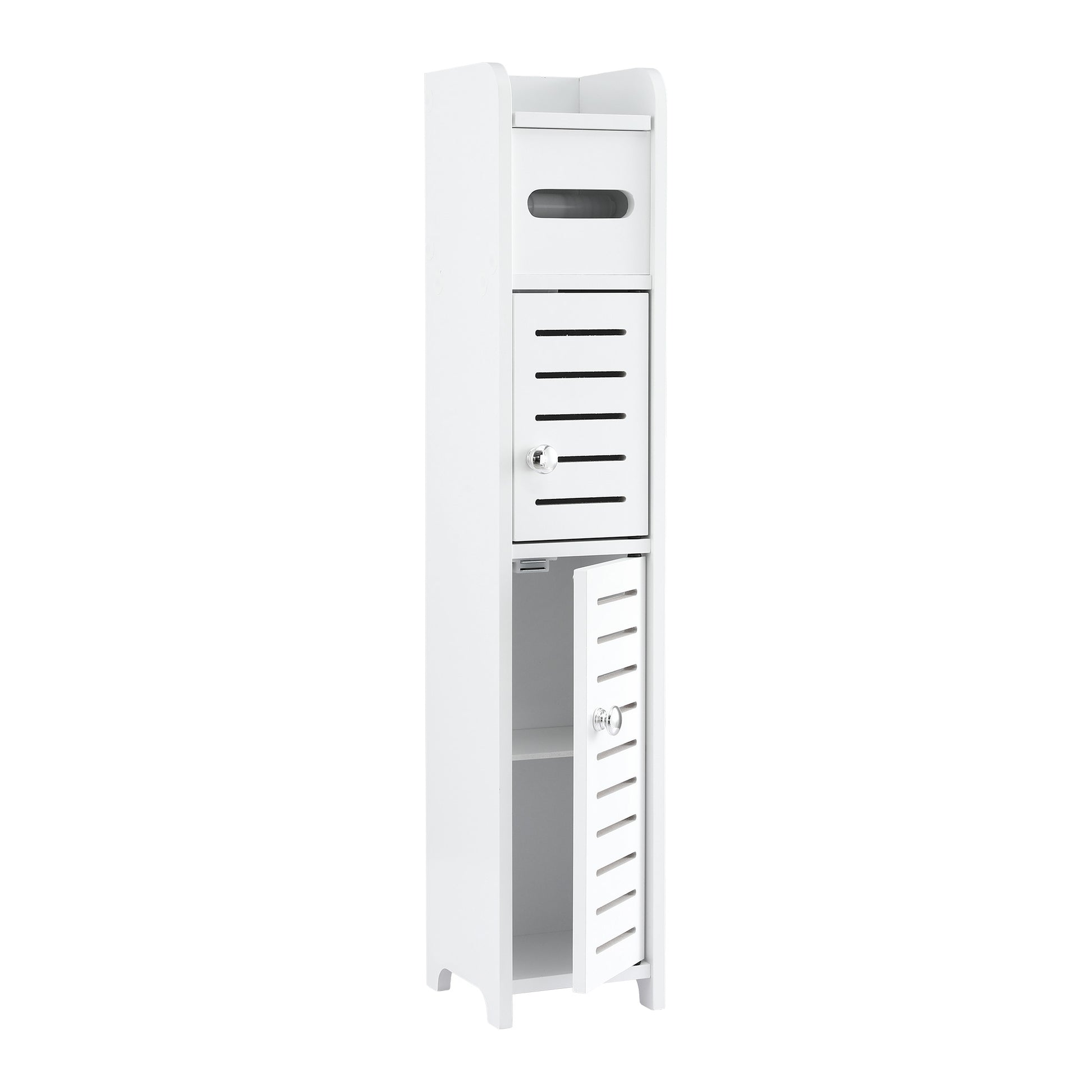 Artiss Bathroom Storage Cabinet 3-Tier Slim Toilet Paper Holder Organizer White
