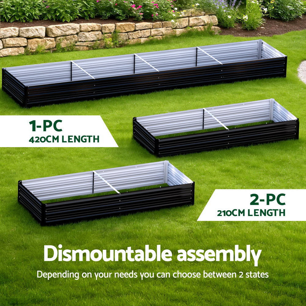 Green Fingers Raised Garden Bed 2 Pcs 210x90cm Planter Box Container Galvanised Metal Outdoor