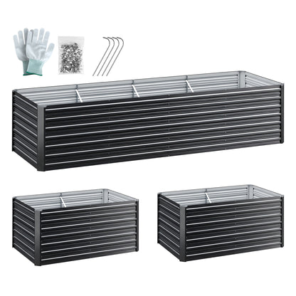 Green Fingers 2-in-1 Raised Garden Bed Kit, 320cm/160cm| 77cm Extra Deep Ergonomic Planter Box | Protect Your Back | Galvanised Steel Vegetable Flower Pot for Outdoor Garden | Includes Gloves & Pegs