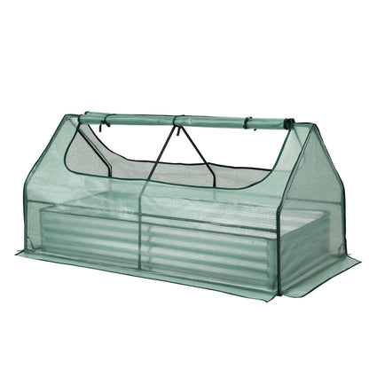 Green Fingers Raised Garden Bed with Greenhouse 3 in 1 Galvanised Planter Box Kit
