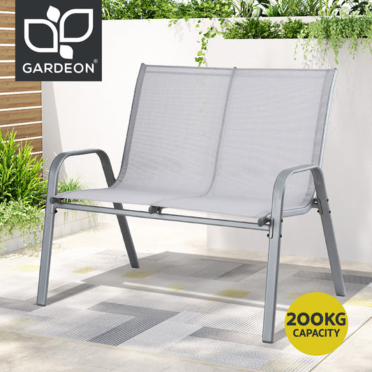 Gardeon Garden Bench Seat Steel Outdoor Patio Park Lounge Backyard Chair Grey