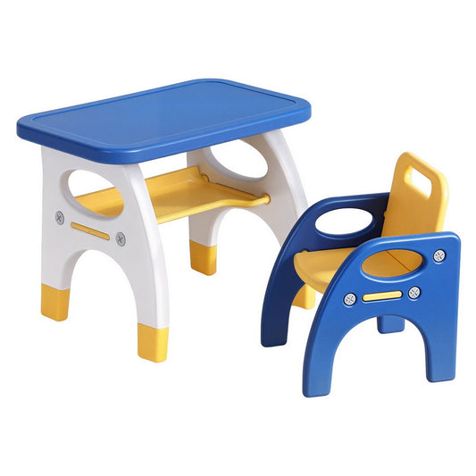 Keezi Kids Table and Chair Set HDPE Toddler Activity Play Set Blue/Yellow