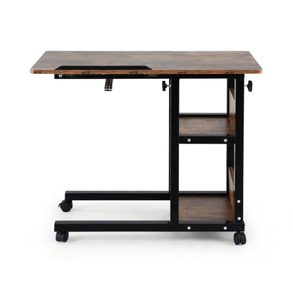 Artiss 3 Tier Adjustable Laptop Desk Tiltable Mobile Side Table Wheels