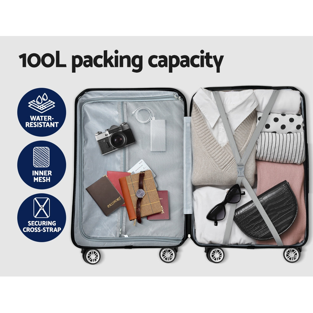 Wanderlite 28-inch Luggage Set with TSA Lock�ABS Hard Shell Travel Suitcase Organiser Luggage Case Black