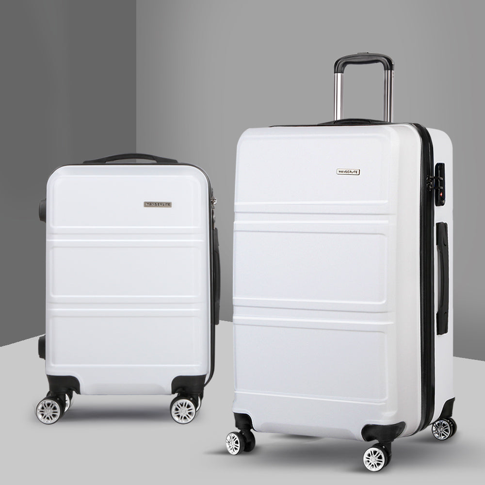 Wanderlite 20' 28' Luggage with TSA Lock Spinner Travel Suitcase Carry On Hard Shell Luggage Case White