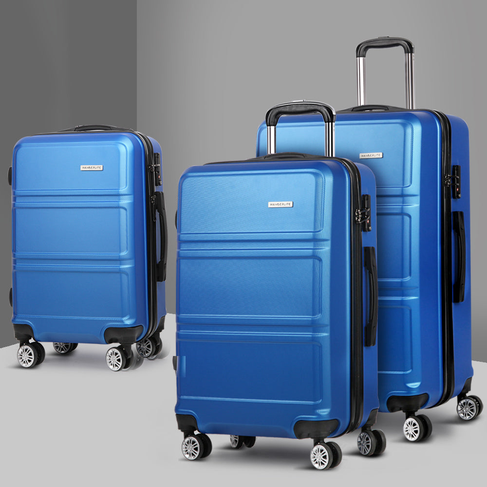 Wanderlite 20' 24' 28' Luggage with TSA Lock Spinner Travel Suitcase Carry On Hard Shell Luggage Case Blue