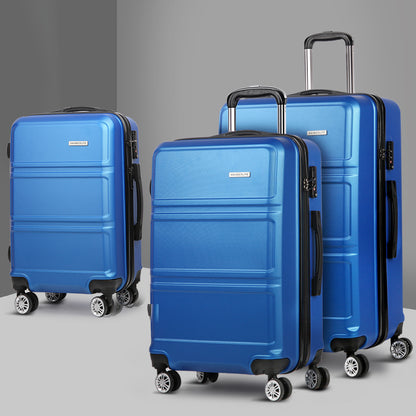 Wanderlite 20' 24' 28' Luggage with TSA Lock Spinner Travel Suitcase Carry On Hard Shell Luggage Case Blue