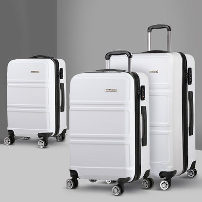 Wanderlite 20' 24' 28' Luggage with TSA Lock Spinner Travel Suitcase Carry On Hard Shell Luggage Case White
