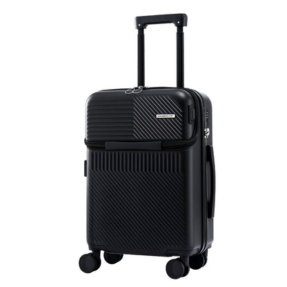 Wanderlite 20' Luggage Suitcase Front Pocket Travel Carry On TSA Black