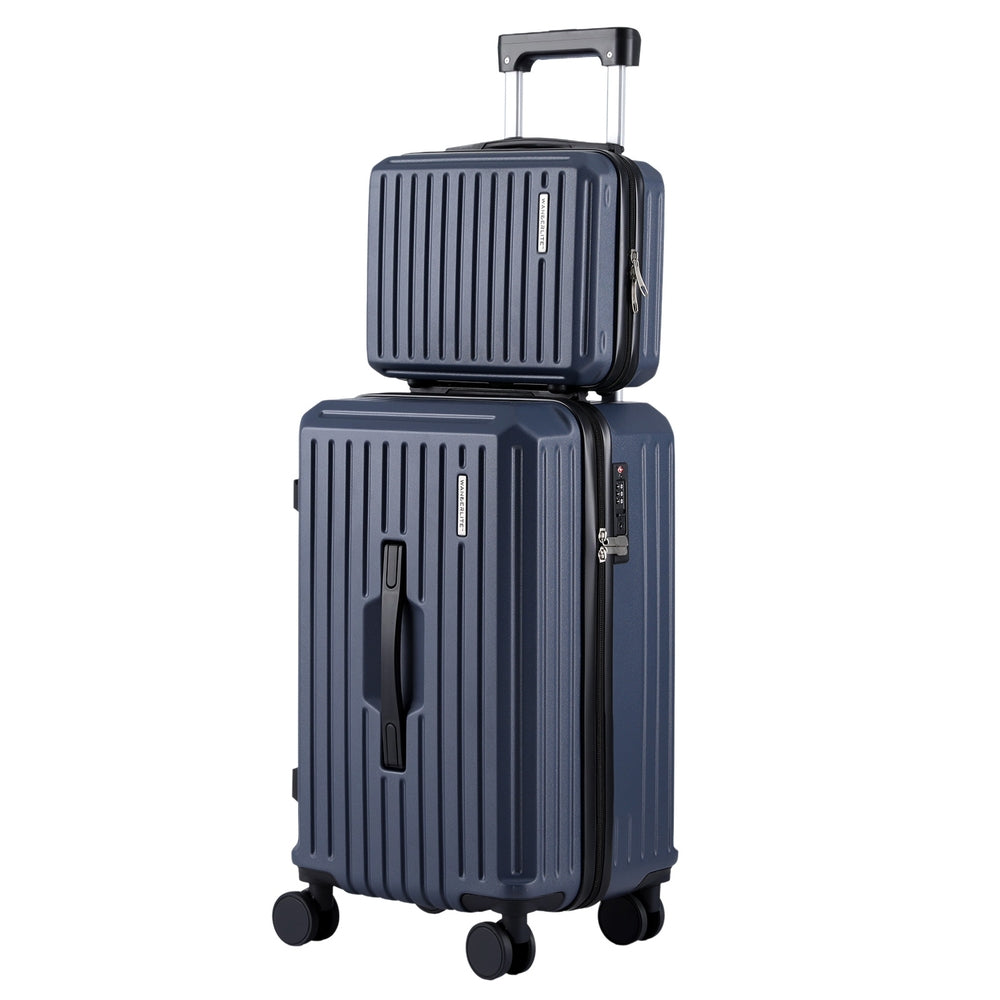 Wanderlite 2pcs Trunk Luggage Suitcase Travel Carry On TSA Lock 12' 20' Navy