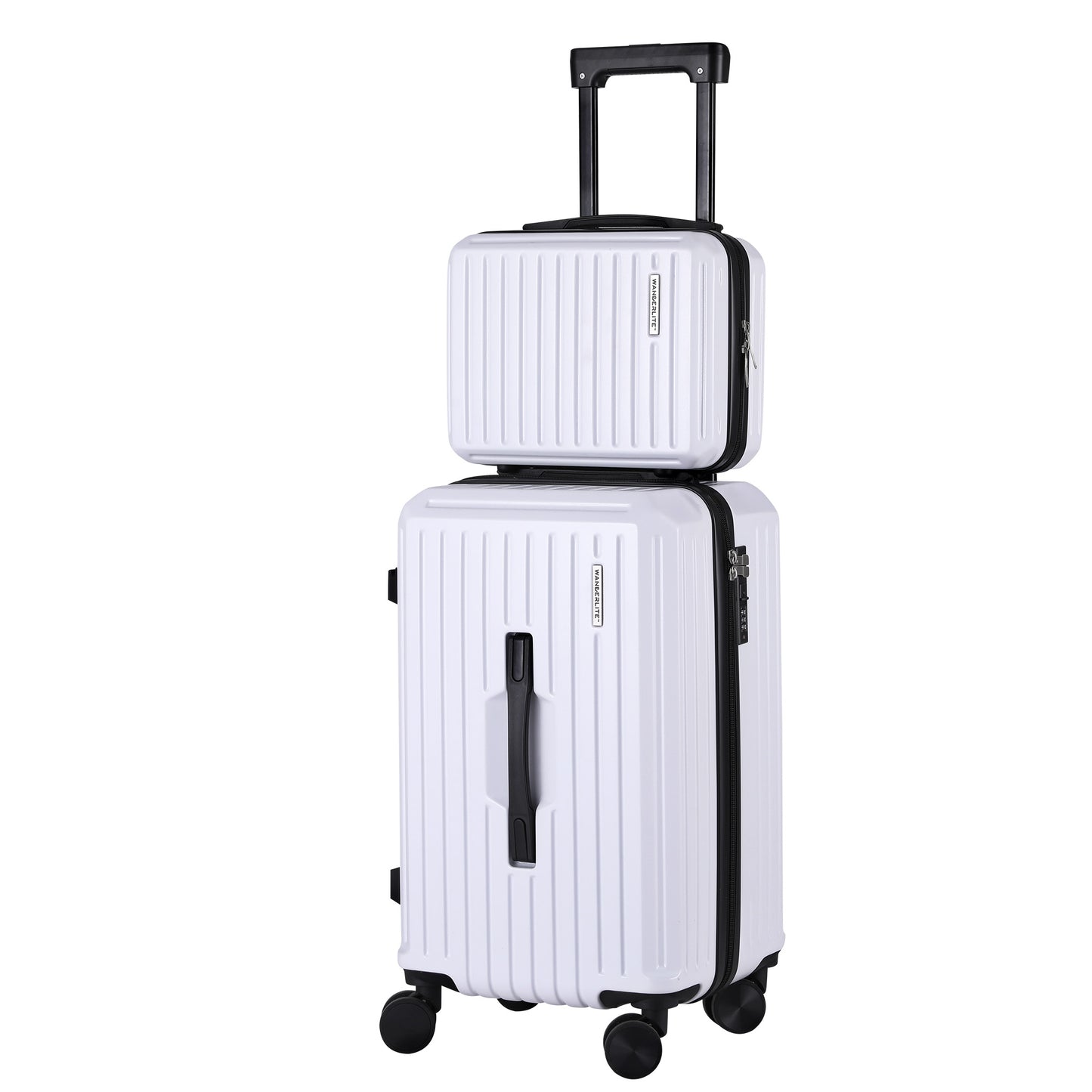 Wanderlite 2pcs Trunk Luggage Suitcase Travel Carry On TSA Lock 12' 20' White