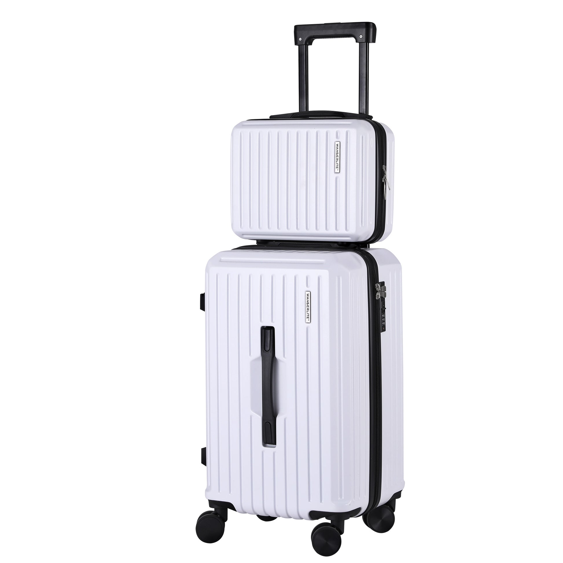 Wanderlite 2pcs Trunk Luggage Suitcase Travel Carry On TSA Lock 12' 20' White