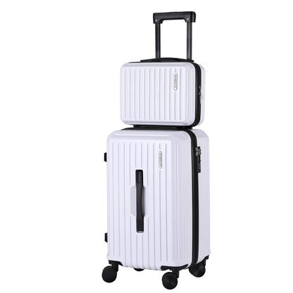 Wanderlite 2pcs Trunk Luggage Suitcase Travel Carry On TSA Lock 12' 20' White